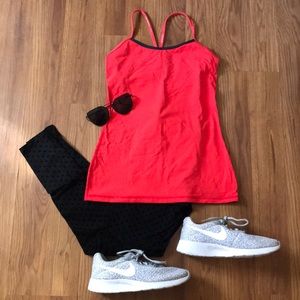 Lululemon Red Y back workout top with built in bra